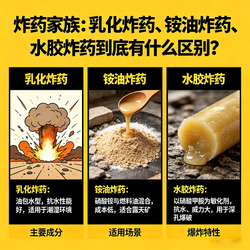 罗源炸药家族：乳化炸药、铵油炸药、水胶炸药到底有什么区别？